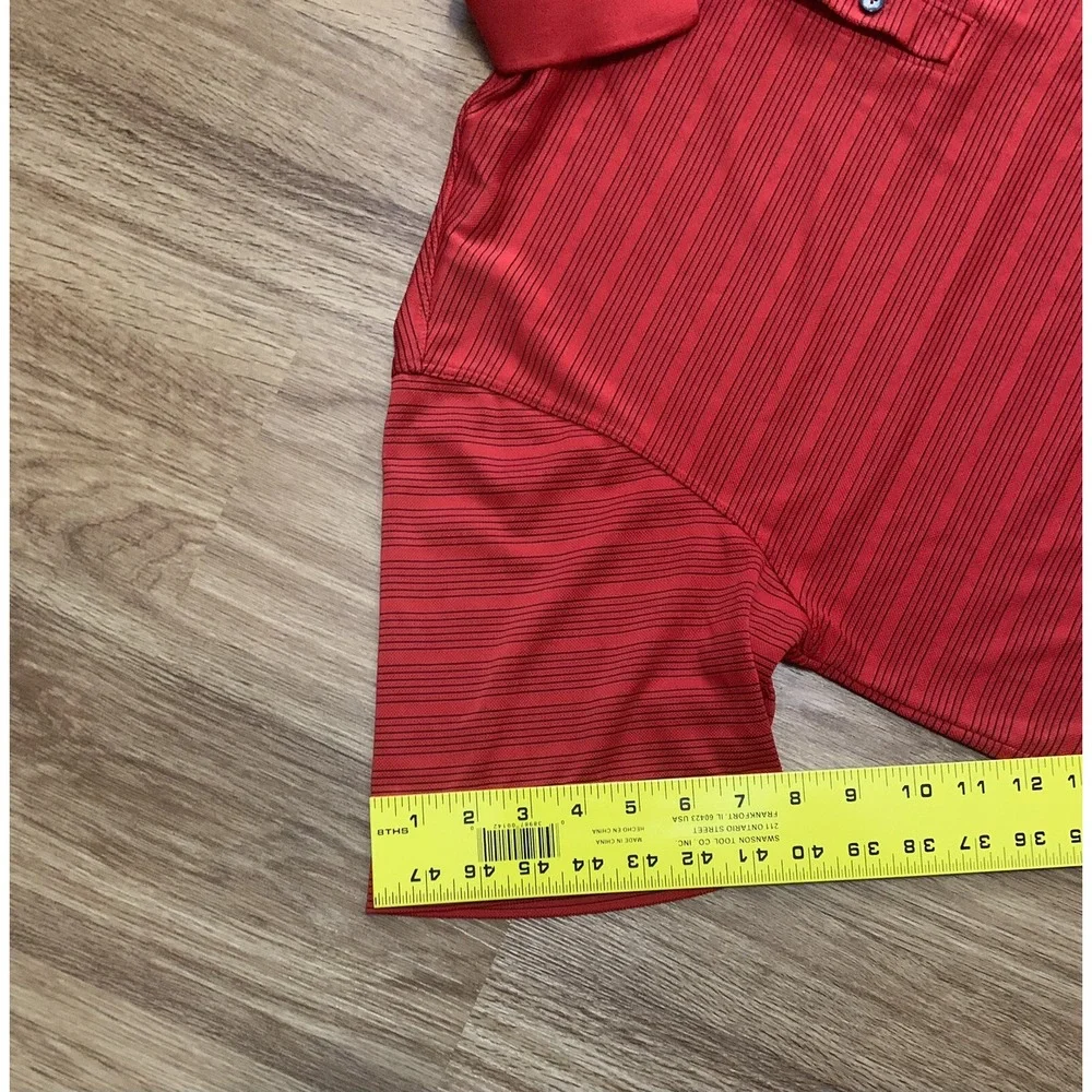 Nike Golf DriFit Red/Black Striped Mens Short Sleeve Polo Shirt Size Large‎